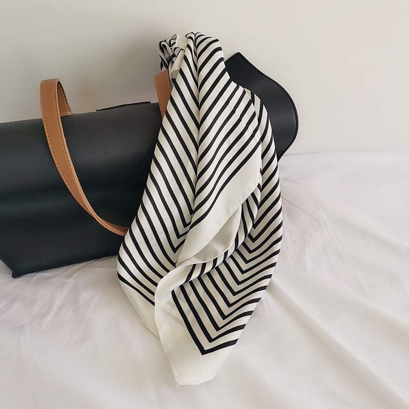 FONYVE Silk Feeling Scarf Medium Square Satin Head Wrap for Women 27.5 inches - Image 5